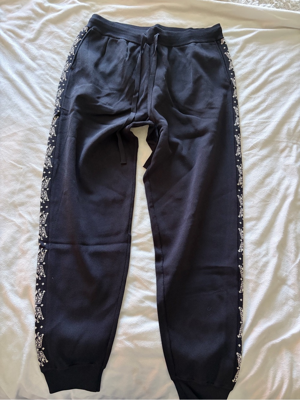 Black Jogger Sweatpants with White Side Tape Detailing